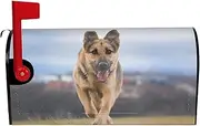 Running German Shepherd Dog Magnetic Mailbox Covers,Post Box Cover Standard Size 21x18 Inches For Outdoor Garden Home Decor