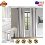 Luxury Soft Light Gray Velvet Curtains - 120" Thermal Insulated Drapes, 2 Panels