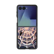 Galaxy Z Flip7 Impact Magnetic Case HALLOWEEN SPIDER WEB 4, SPOOKY SPIDERS CORAL PEACH SCARY INSECTS CREEPY BUGS TRANSPARENT