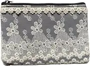 Vivienne(ヴィヴィアン) WK0425A1 [Flat Pouch, 4.7 x 7.1 inches (12 x 18 cm), Beige & Black] Candy Series Lace, Embroidery, Accessory Case