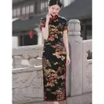 OLD SHANGHAI BLACK CHEONGSAM YOUNG GIRL PRINTED CHINESE STYL