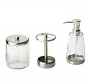 DELTA Brushed Nickel Bath Set with Soap Pump, Toothbrush Holder & Apothecary Jar
