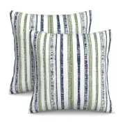 Boho Navy Blue and 16" x 16" (Pack of 2) Boho Navy Blue Sage Green Striped