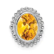 14K White Gold Oval Citrine Chain Slide