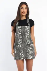 Brown Animal Print Overall Mini Dress - Size 16XL, Women's Skater Dress