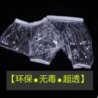 在飛比找ETMall東森購物網優惠-透明柔軟無聲加厚PVC運動三分褲性感透視塑料防雨平角褲ABD