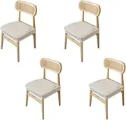 4 Pcs Dining Room Chair Seat Covers, Dining Room Chair Protector Slipcovers, Removable Washable Chair Seat Cushion Protectors for Home Kitchen Banquet Restaurant (White)
