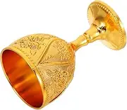 JEWEDECO Shatterproof Mini Church Cups Party Beverage Glass Whiskey Glasses Tea Goblet Cocktail Glasses Gold Goblet