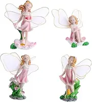 Happyyami 4pcs Miniature Fairies Model for Micro Landscape Adornment Charming Flower Fairy Figurines for Garden Decoration DIY Craft Displays and Home Decor