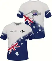 [ariv hommey] Australian Flag Adult T Shirt Oz Aussie Souvenir Unisex Mens Womens Tops for Australia Day Party, Size Smaller Than Regular AU Size