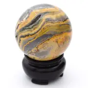 50mm Bumblebee Jasper 161g Natural Crystal Sphere Ball Gemstone, Inc Stand