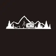 Large Size 40.5x11.8inch Forest Adventure Camping Camper Van Vinyl Art Sticker-Removable Self Adheisve Wall Sticker- Car Truck RV Glossy Decal, Easy to Apply XY168 (White)