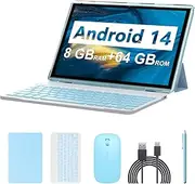 Android 14 Tablet, 10.1 inch 8GB RAM+64GB ROM/1TB(Max), 2 in 1 Tablets with Keyboard Case Mouse Stylus, 1.8GHz Quad-core Processor, 1280*800 IPS HD Touch Screen, 8MP Camera, 5G Wi-Fi 6 BT 5.0 Tablet