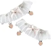[GAROZATION] Lace Belts for Bride Fashionable Elastic Clip Leg Garters Perfect for Wedding and Special Occasions White