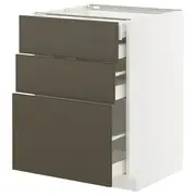 METOD / MAXIMERA base cb 3 frnts/2 low/1 md/1 hi drw, white/Havstorp brown-beige, 60x60x80 cm
