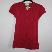 NWT Carraig Donn Cable Knit Wool Cap Sleeve Dress Red Girl's Size Medium H12020