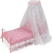 Starlights LED Lighted Canopy Metal Doll Bed with Bedding (fits American Girl Dolls)