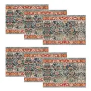 Boho Bohemia Style Placemats Set of 6, 12x18 12" x 18", Rectangular 6 Pcs Red