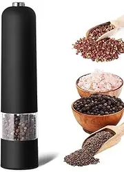 Salt and Pepper Grinder Set,Ceramic Great Pepper Mill(One-Pack), Electric Salt and Pepper Mill Grinder Set for Himalayan, Rock Salt, Pepper, Dried Herbs, Spices(Black)