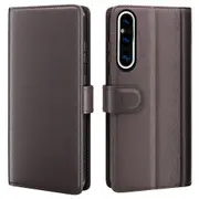 For Sony Xperia 1 V Phone Wallet Case Stand Genuine Split Leather Anti-drop Phone Cover