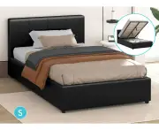 ALFORDSON Bed Frame Single Size Gas Lift Storage Base Black
