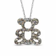 0.2 CT. T.W. Champagne Natural Diamond Teddy Bear Pendant in Sterling Silver