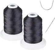 UV Resistant - Heavy Duty Outdoor Thread for Hand or Machine Sewing - Simthread 100% Polyester Bonded Thread Tex 69 (12wt) - 250 Yards x 2 Spools NP-Black