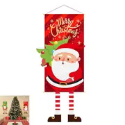 Christmas Hanging Banner Decorations Santa Claus Snowman Elk Porch Sign Door Banner Decorations for Home-Style 6
