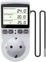 IXYHKB Temperature Controller Socket with Sensor, 230 V Digital Thermostat Socket, Heating, Cooling Temperature Switch with LCD Screen for Greenhouse, Aquarium, Fridge, Terrarium