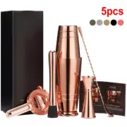 5pcs Cocktail Shaker Mixer Bartender Kit Spoon Ice Grinder & Strainer Shaker Kit