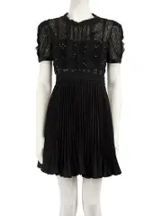 Black Sequin Lace Panel Mini Dress