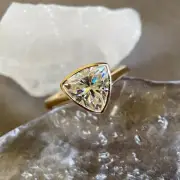 2.0 Ct Trillion Cut Bezel Set Moissanite Engagement Ring Solitaire Promise Ring