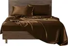 6 Pieces Chocolate Satin Twin XL Sheet Set with 4 Pillowcases, 18'' Deep Fitted
