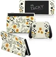 Tacky Design Sunflowers Skin Compatible with Nintendo Switch OLED Skin Blossom Vinyl 3M Pink Nintendo Switch OLED Stickers Set - Switch OLED Skin for Console, Dock, Joy Con - Decal Full Wrap
