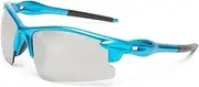 [Solarized] Male Kids Racer Sport Metallic Blue Wrap Sunglasses