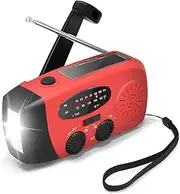 Weather Radio - Powered, Portable Am/fm Radio | 2000mah Power Bank for Charging, Solar Hand Crank, Ipx3 Waterproof with Led Flashlight, Sos Alarm for Home and Situations.