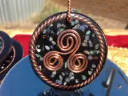 Tensor Ring & Triskelion Orgone Amulet & Ethiopian Opal+ FREE 2mm x 22" Chain