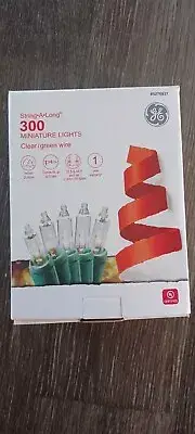 GE String-A-Long 300 Clear Miniature Lights With Green Wire For Outdoor/Indoor