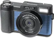 Minolta 30MP Digital Camera – 2.7K Ultra HD Video, 3-inch 180° LCD Screen, Face Detection, Anti-Shake, 9 Scene Modes, Photo Burst, Panorama, CMOS Sensor, 32GB Card (Blue)