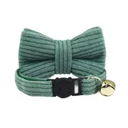 ANYWAGS Cat Collar Hunter Green Bow Large with Safety Buckle, Bell, and Durable Strap Stylish and Comfortable Pet Accessory