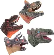 4pcs Dinosaur Hand Puppet Realistic Dinosaur Head Figures for Imaginative Play and Flexible Puppet for Storytelling and Coordination Skills