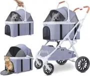 iBuddy Pet Stroller for Dog and Cat 4 in 1 Detachable Pet Travel Carrier & Car S