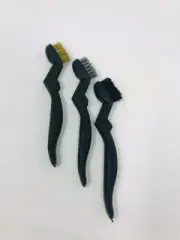 3Pcs Small Stainless Steel Brass Nylon Wire Brush Set Detailing Polish Black