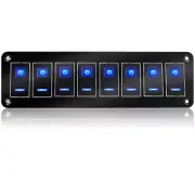 Rocker Switch Panel – 8 Gang Aluminum Toggle Switch Panel, 12V/24V Switch Panel,