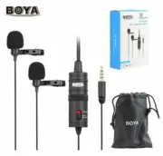 BOYA BY-M1DM Dual-Head Lavalier Microphone for DSLR Camera Smartphone PC Mic