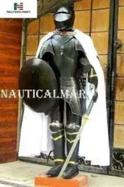 Black Suit Of Armor Wearable Crusader Combat Gothic Knight Full Body Armour