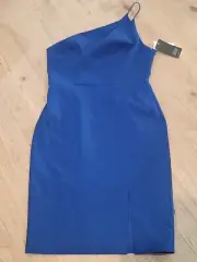 Aidan by Aidan Mattox One Shoulder Crepe Dress SIze 10 Marina Blue MSRP: $175