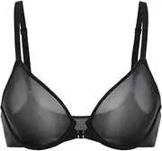 [INLYRIC] Women's Mesh Front Closure Bras Unlined Sheer Demi Plunge Supportive Comfortable Seamless Underwire Bra