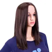 SWACC 14-Inch Short Straight Middle Part Hair Wig Medium Length Synthetic Heat R