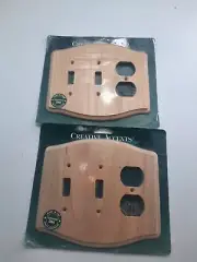 2 Unfinished Oak Wood Double Switch and Outlet Wall Plate Creative Accents
